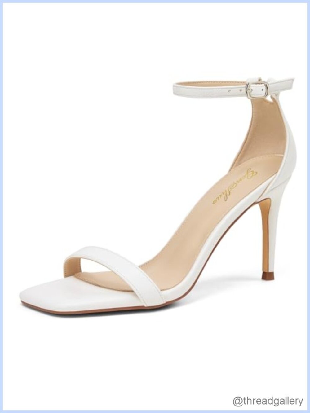 Women's Strappy Stiletto Heeled Sandals Square Toe Ankle Strap PU Prom Wedding